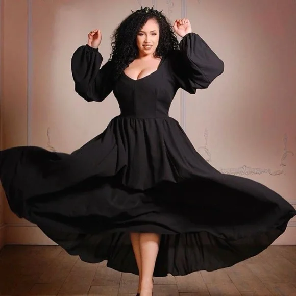 Double Host Pick! Pinup Couture Black Lucrezia long sleeve maxi dress NWT Sz XL - Picture 1 of 3
